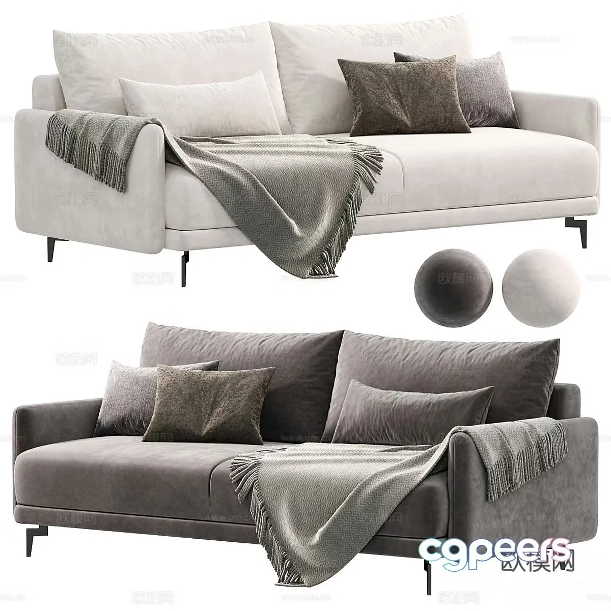 Modern Italian double sofa 3d model