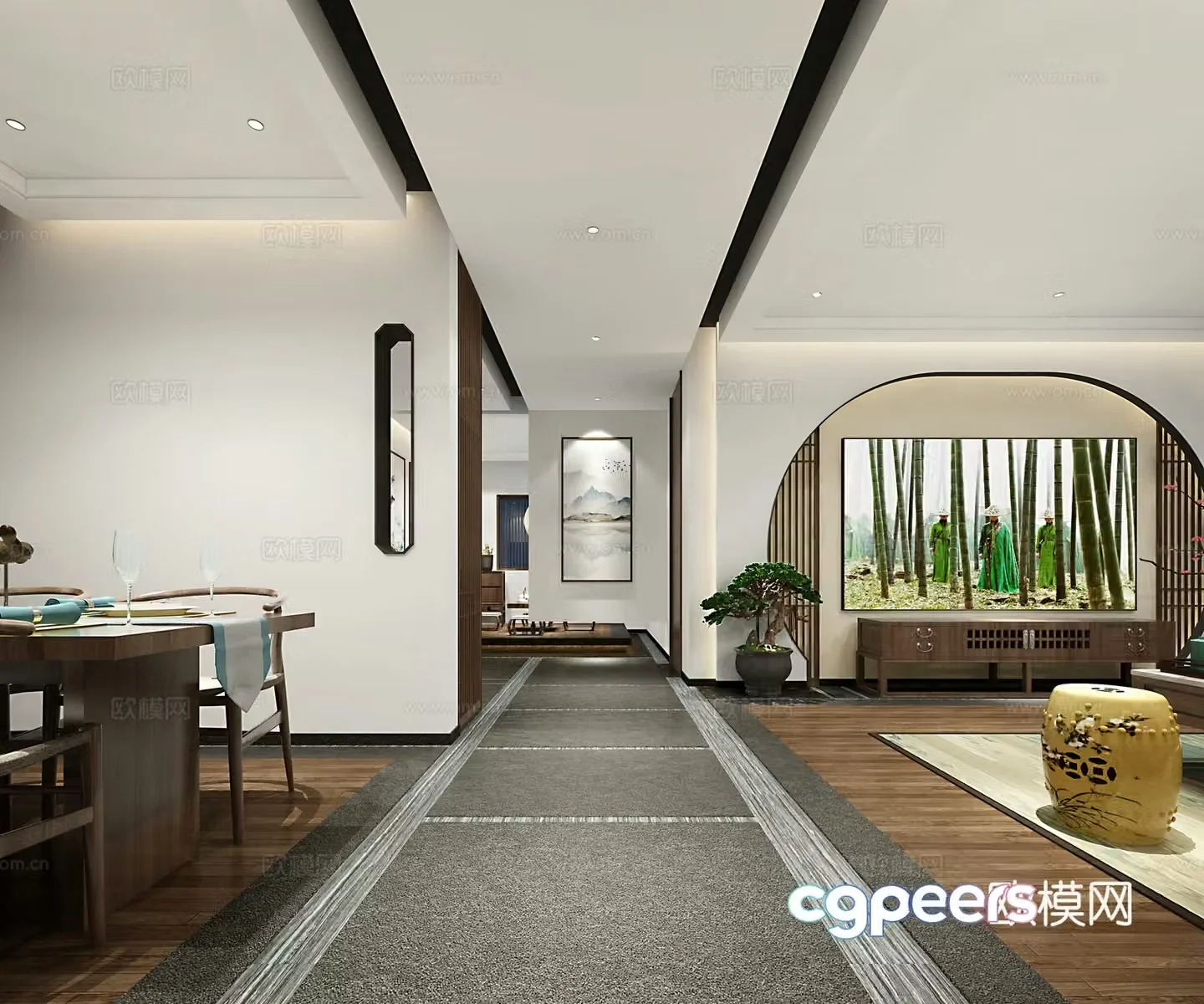 New Chinese living room area 3D model