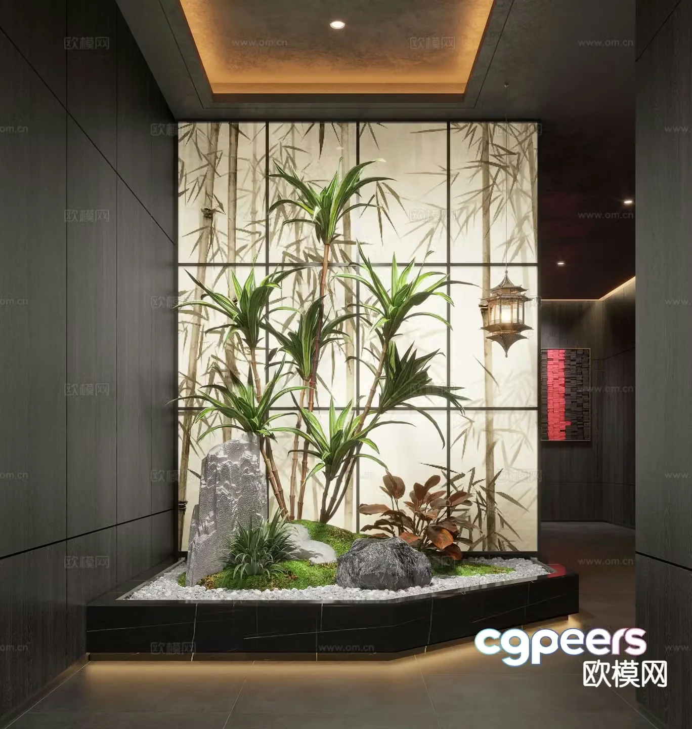 New Chinese style indoor landscaping landscape sketch 3d model