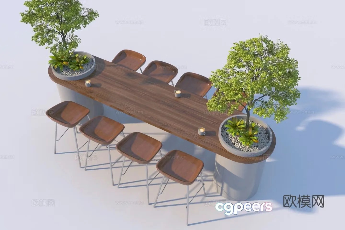 Modern outdoor coffee milk tea bar table and chair 3d model