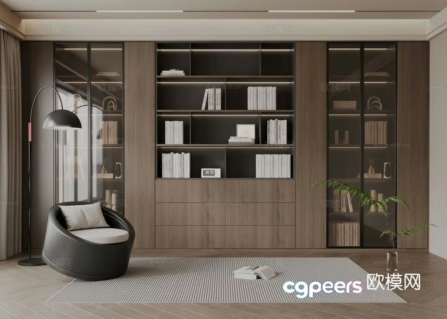 Modern Italian bookcase 3d model