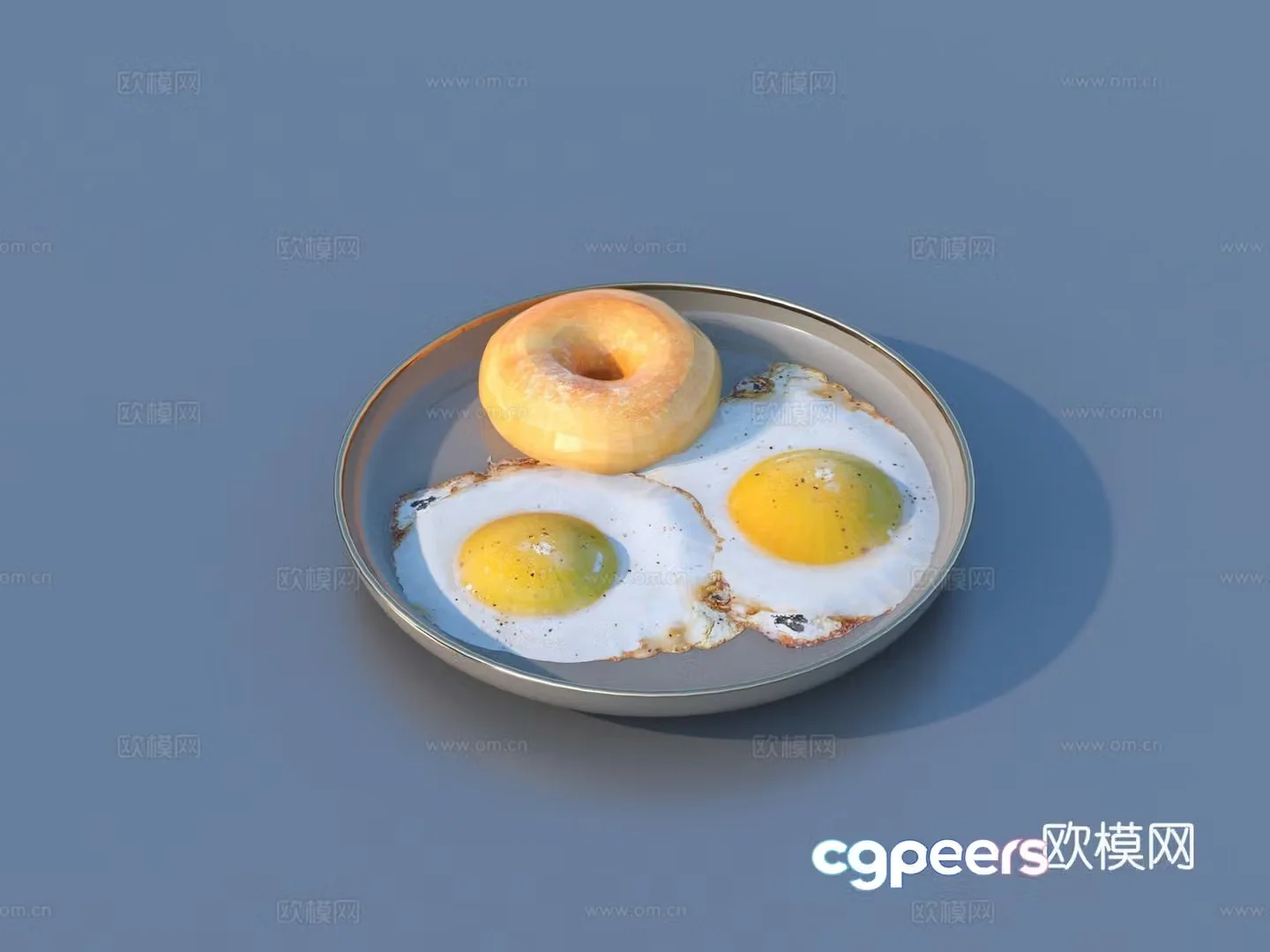 Fried eggs and eggs Chinese food 3D model