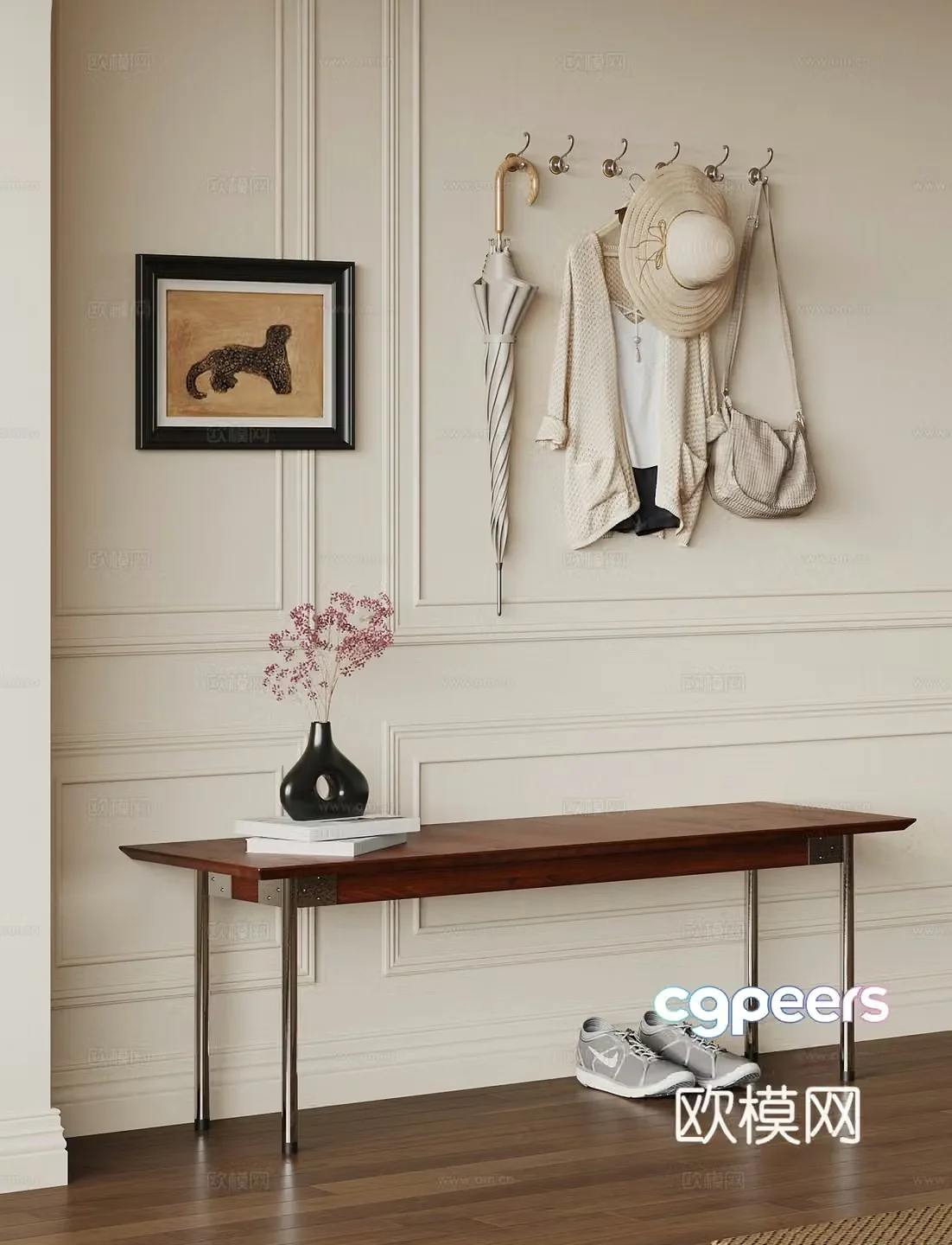 Middle-aged style coat hook shoes change 3D model