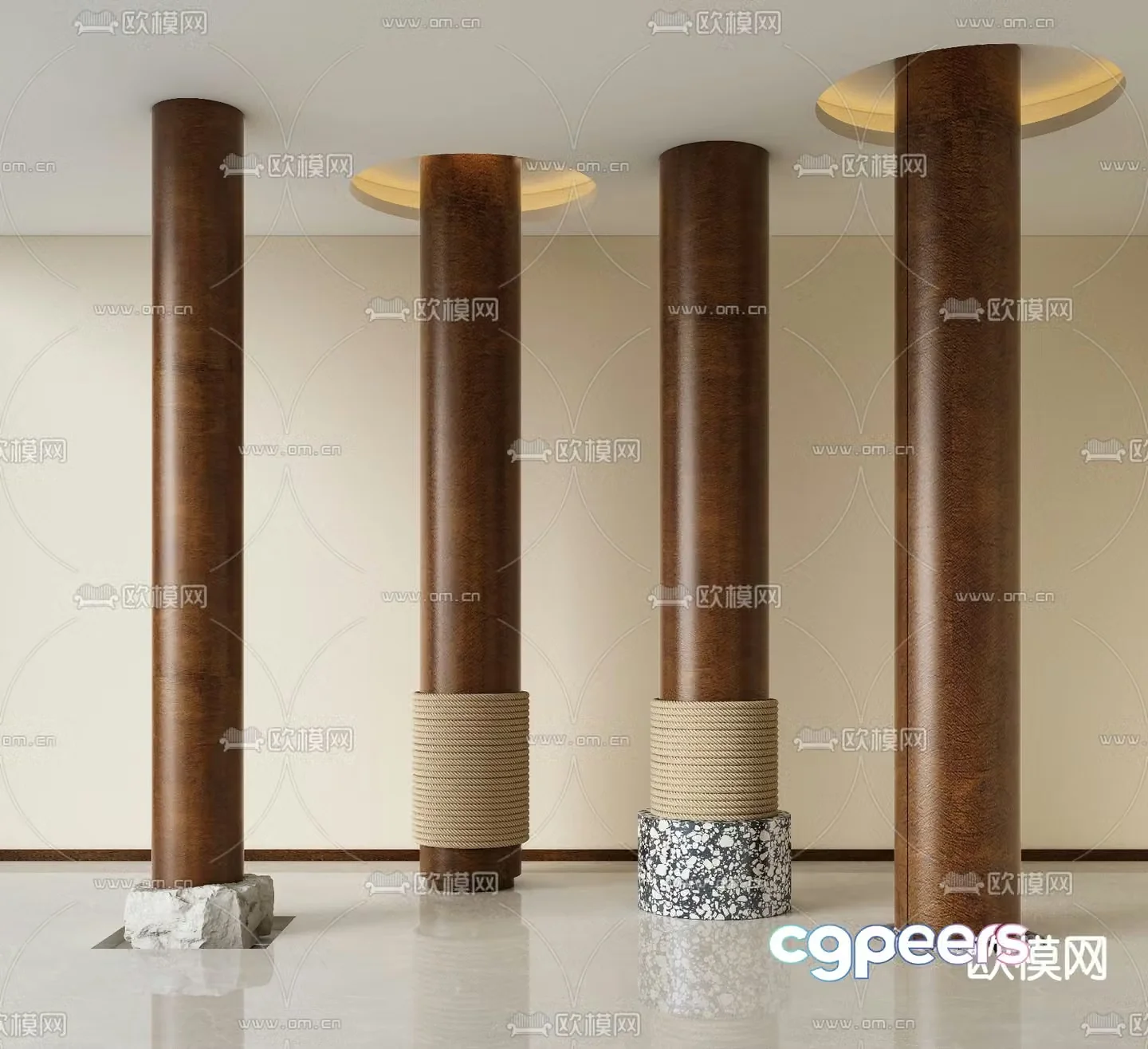 New Chinese column modeling column wooden column cylinder 3d model
