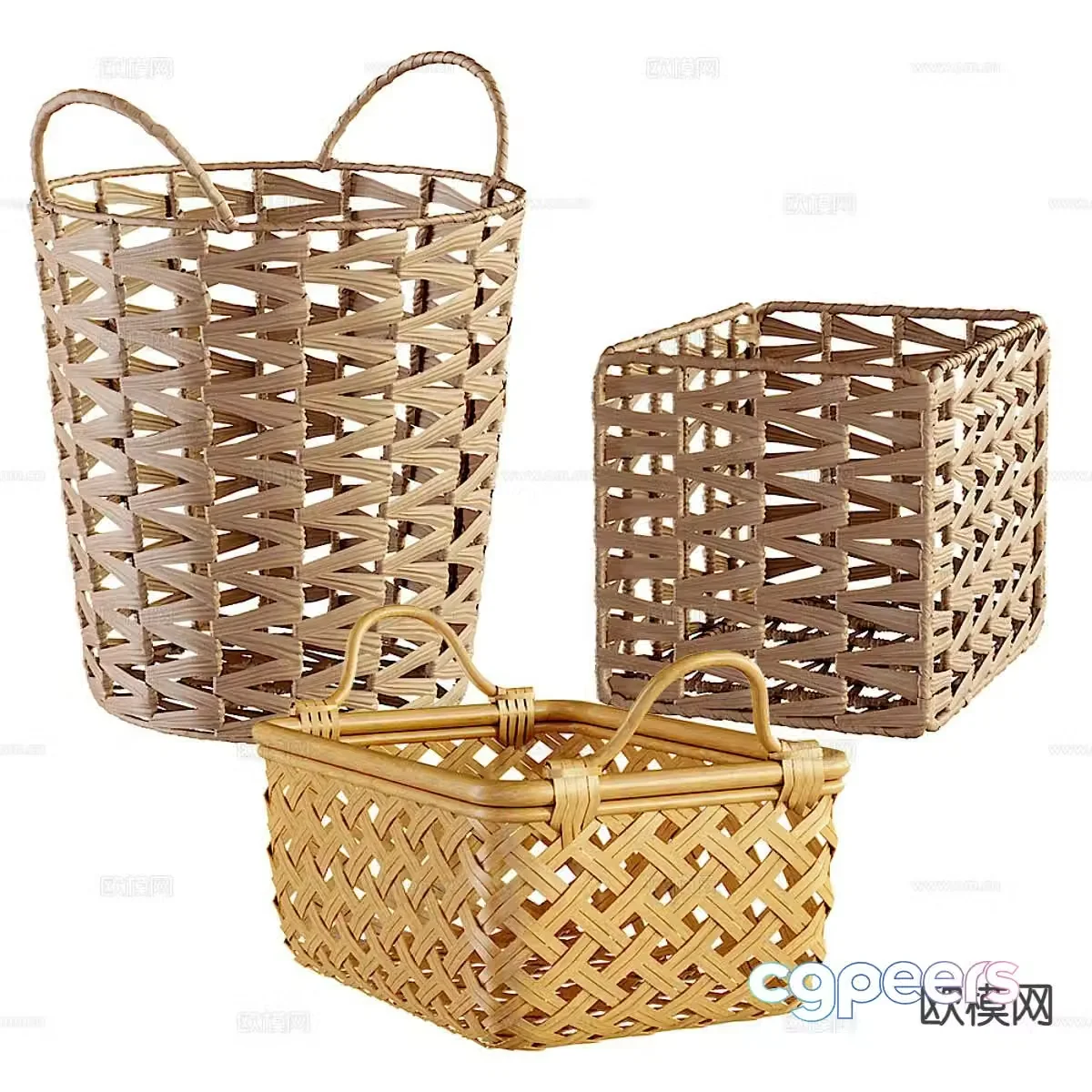 Wabi-sabi woven frame basket 3d model