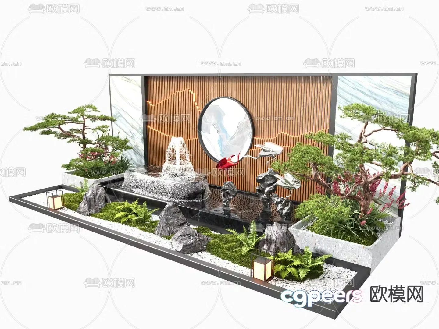New Chinese style water feature wall feature wall with water water feature fountain 3D model