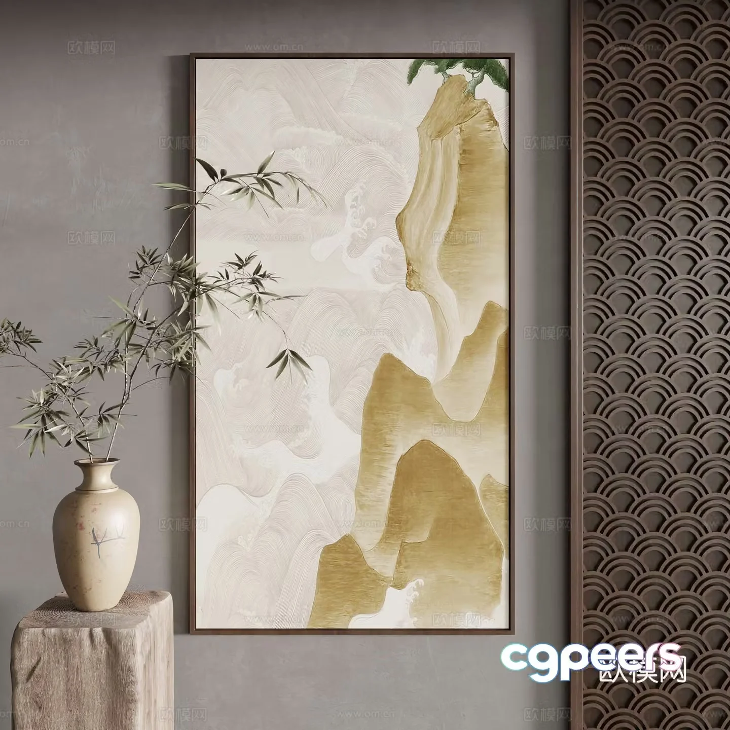 New Chinese style decorative painting 3D model