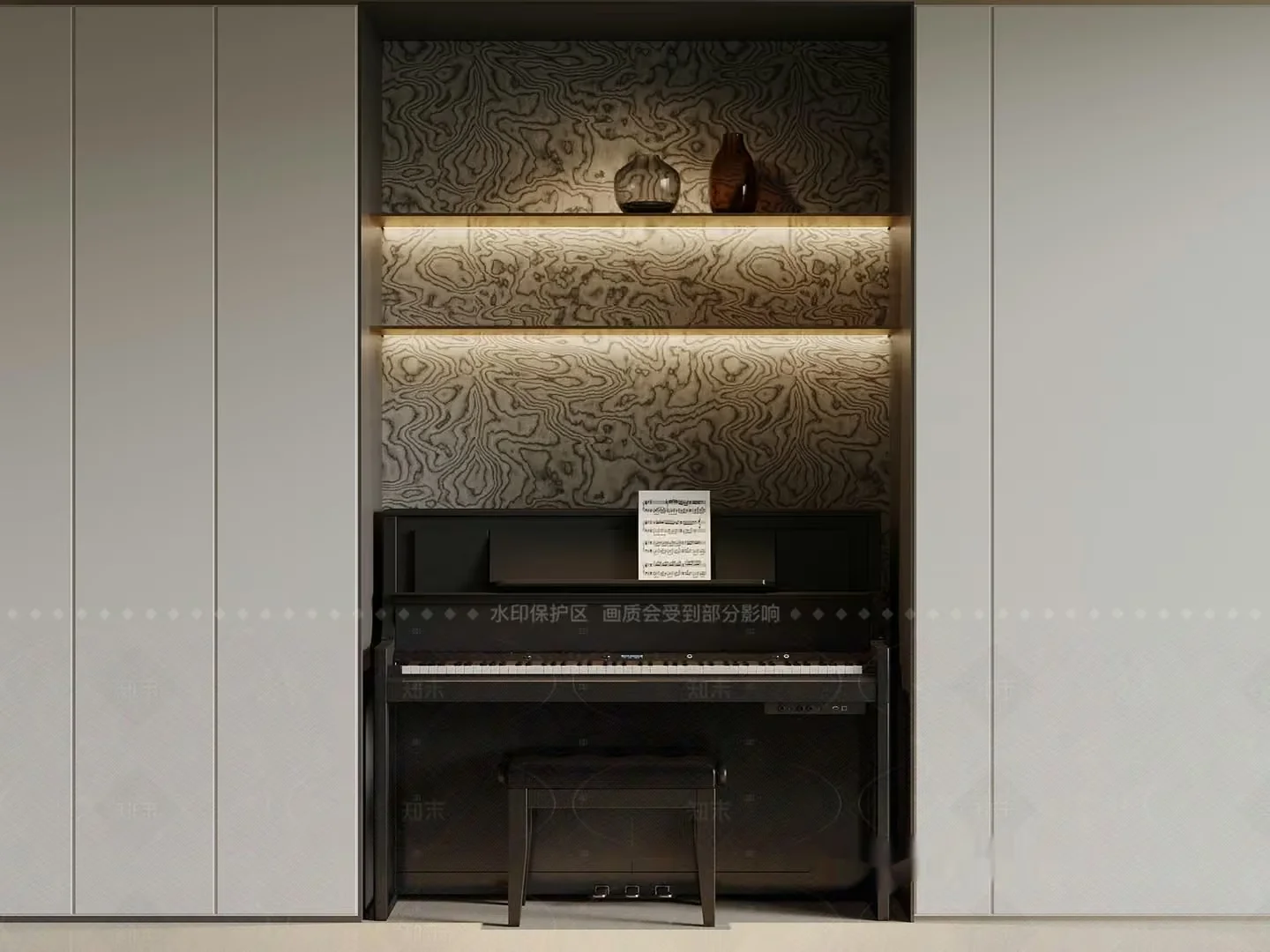 A Modern Piano Setup 3D Model – 3550 – VRAY Render