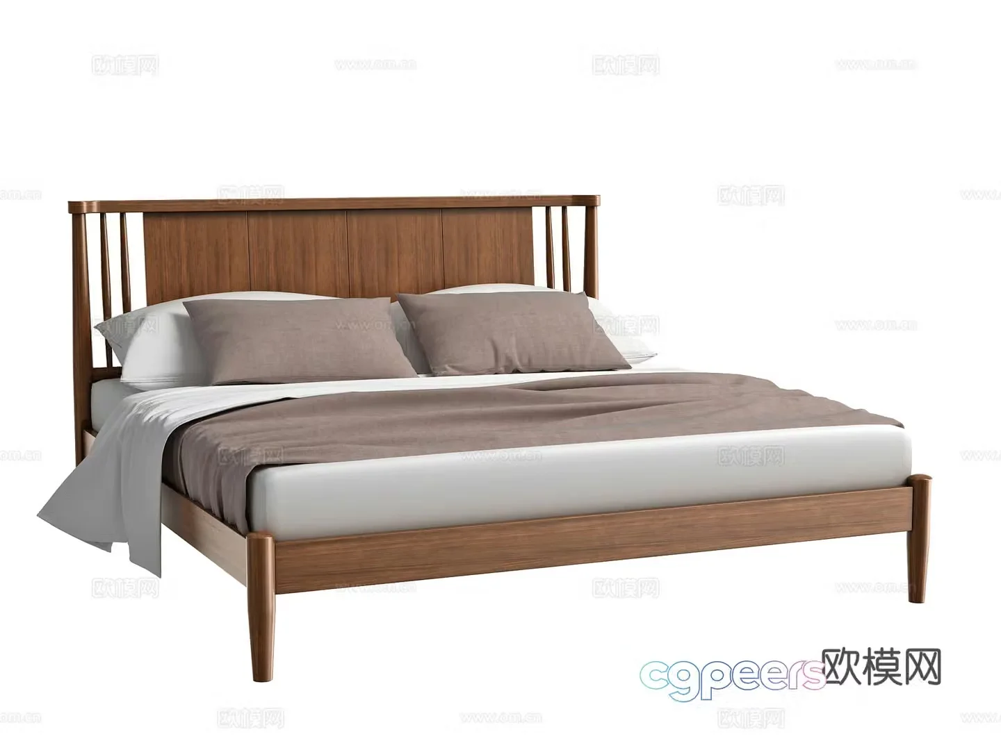 American double bed 3d model