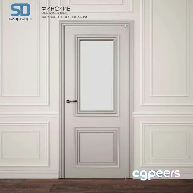 3ds Max Free – Finnish doors (with glass) with wall decor