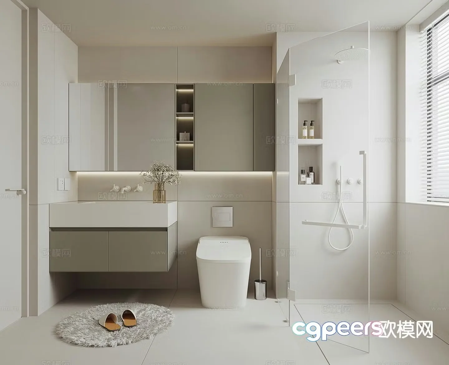 Cream style bathroom bathroom 3d model