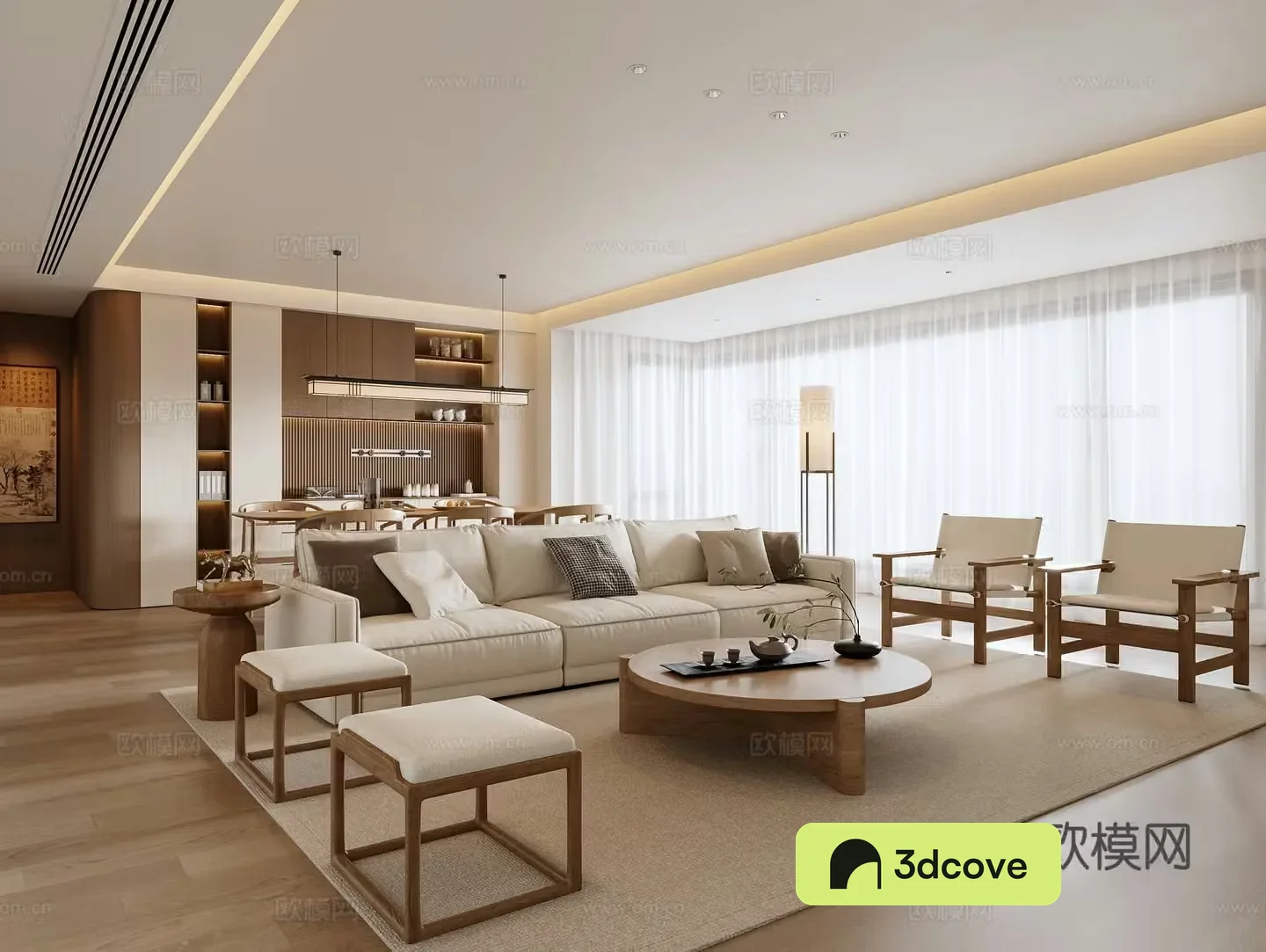 New Chinese style living and dining room
