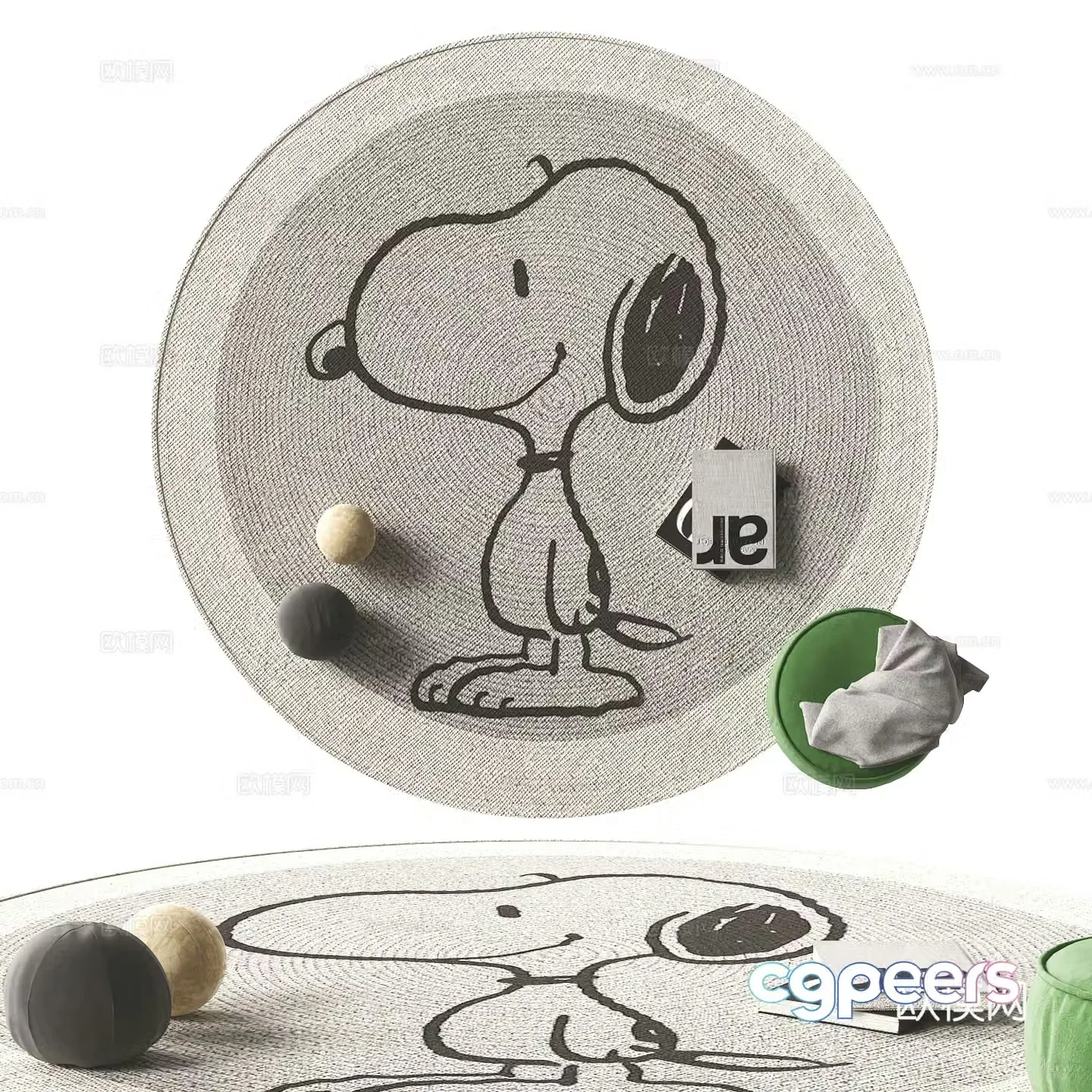 Modern children’s carpet round carpet 3D model