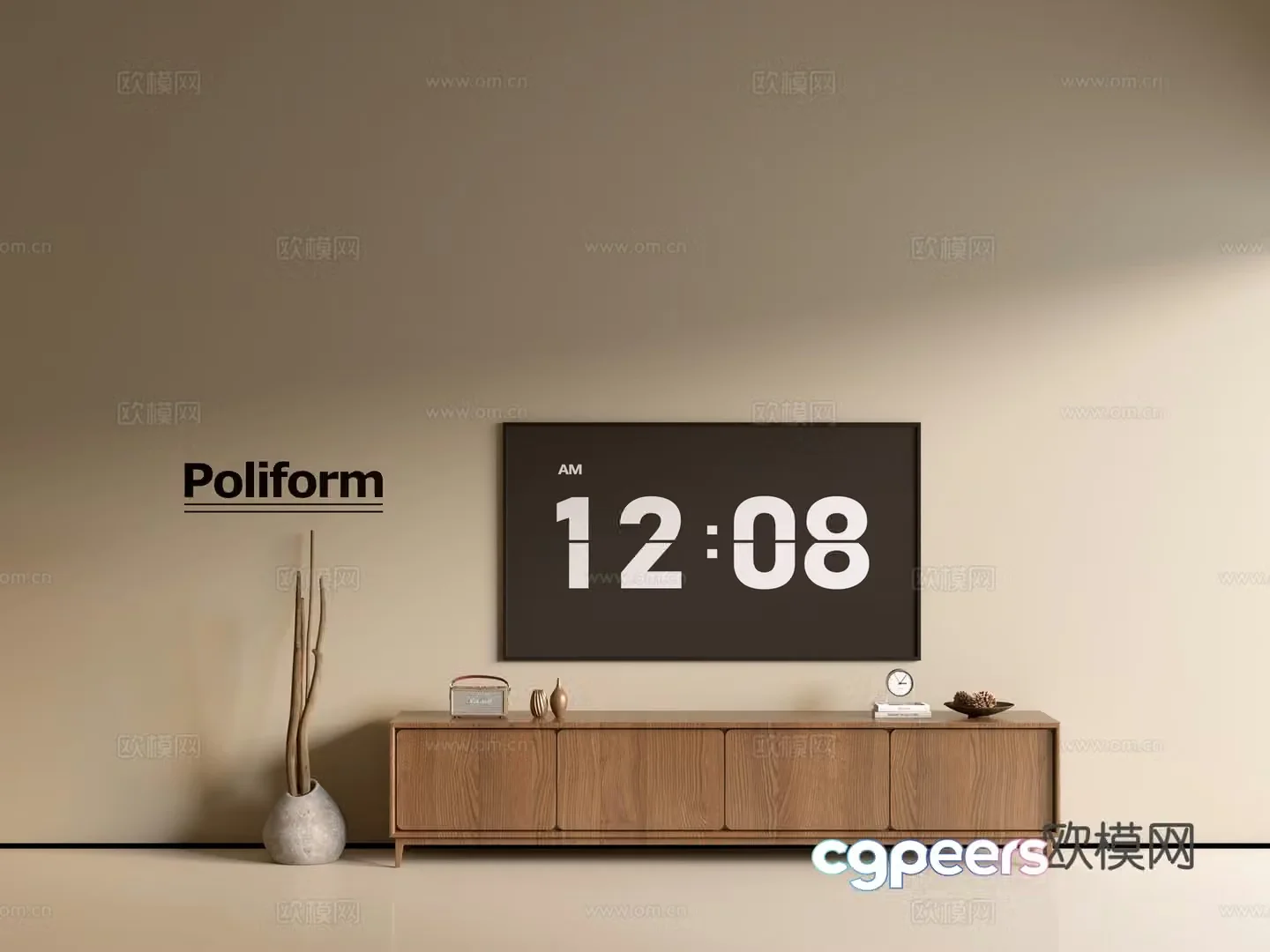 Modern wood grain TV cabinet simple side cabinet chest of drawers low cabinet whole cabinet side cabinet balcony 3D model