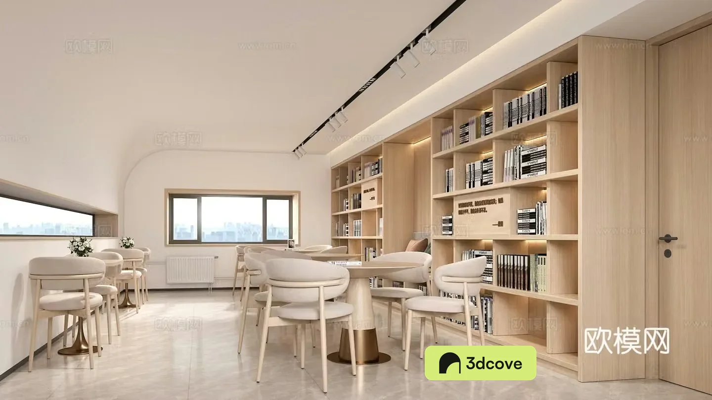 Modern leisure book bar library reading area