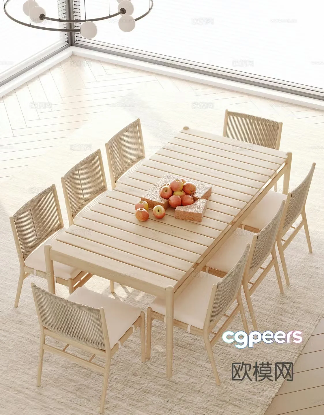 Modern outdoor dining table and chairs 3d model