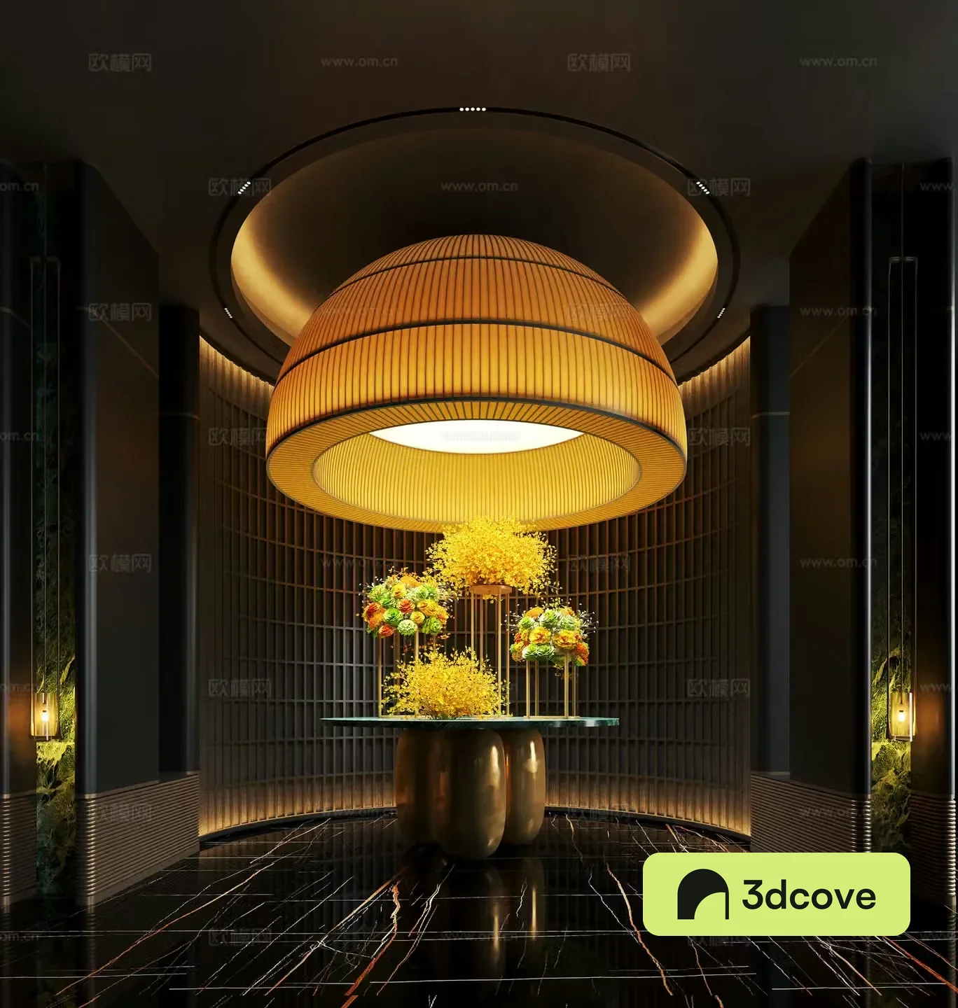 Modern hotel hall floral installation