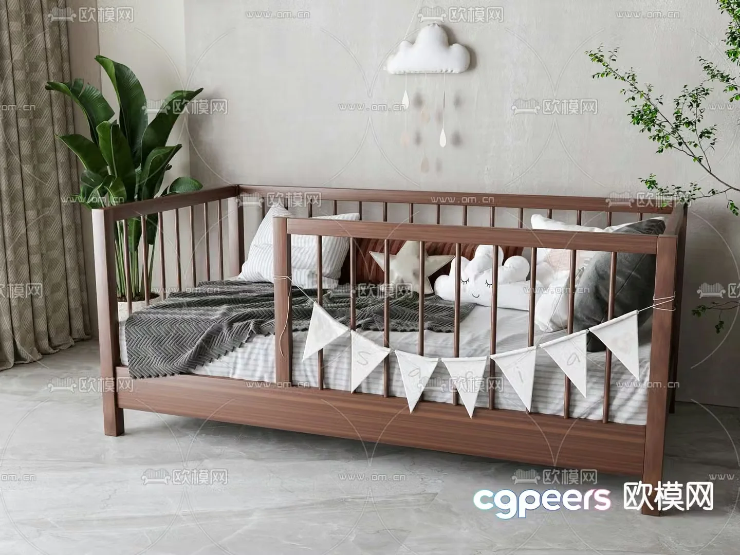 Nordic children’s bed 3d model