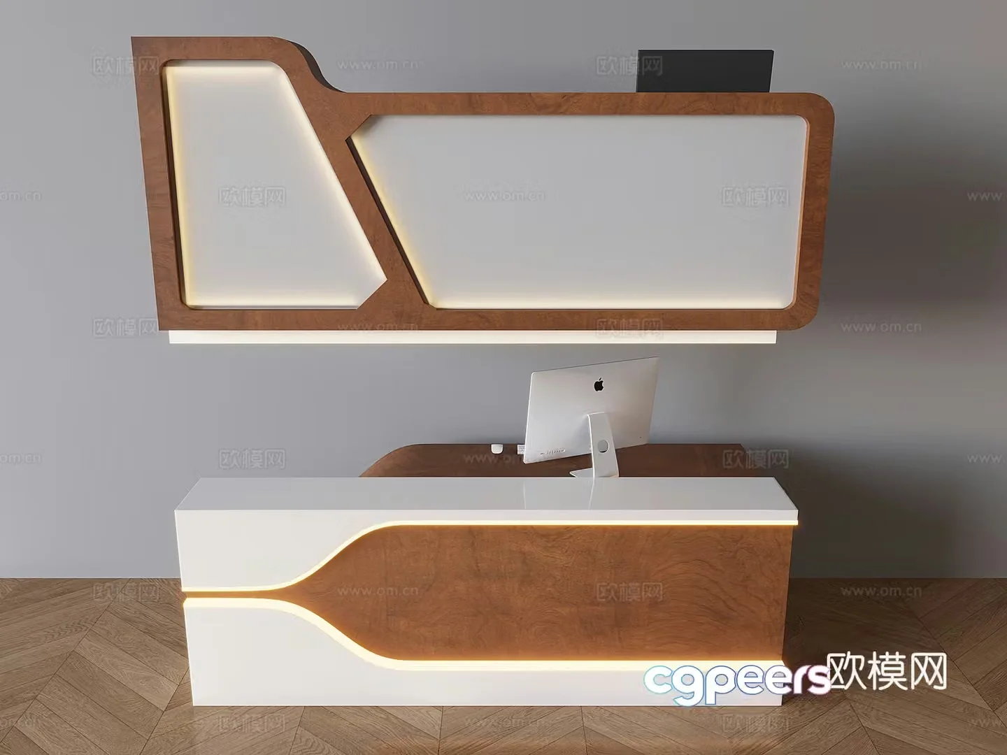 Middle style bar reception desk service desk company front desk Apple desktop computer 3D model