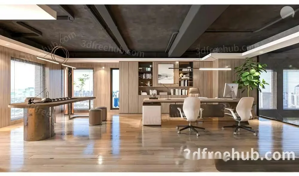 Modern Office Space 3D Model – 21528 – VRAY Render