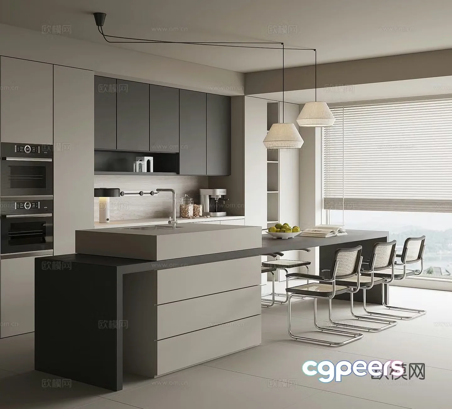 Modern island restaurant 3d model