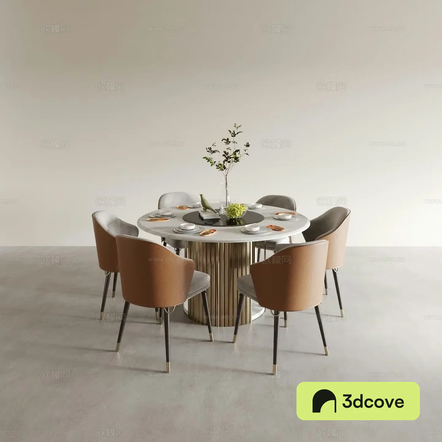 Modern round dining table and chairs