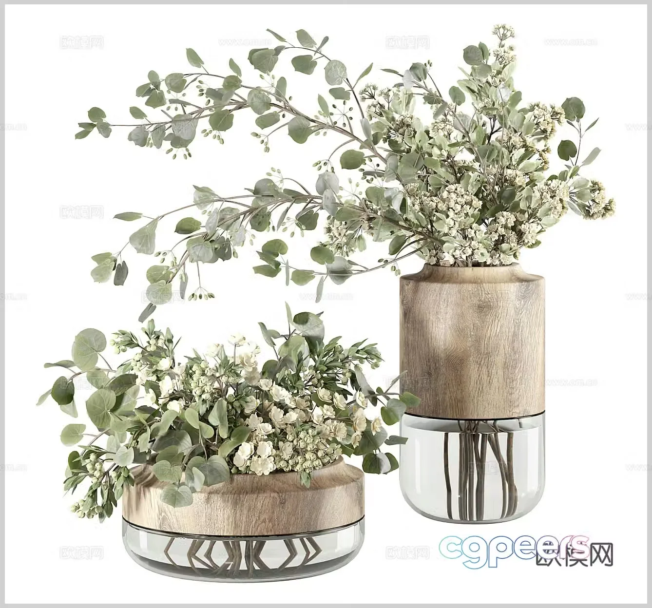Vase ornaments Vase flowers Green plant ornaments Green plant decoration Dining table ornaments TV cabinet ornaments 3D model