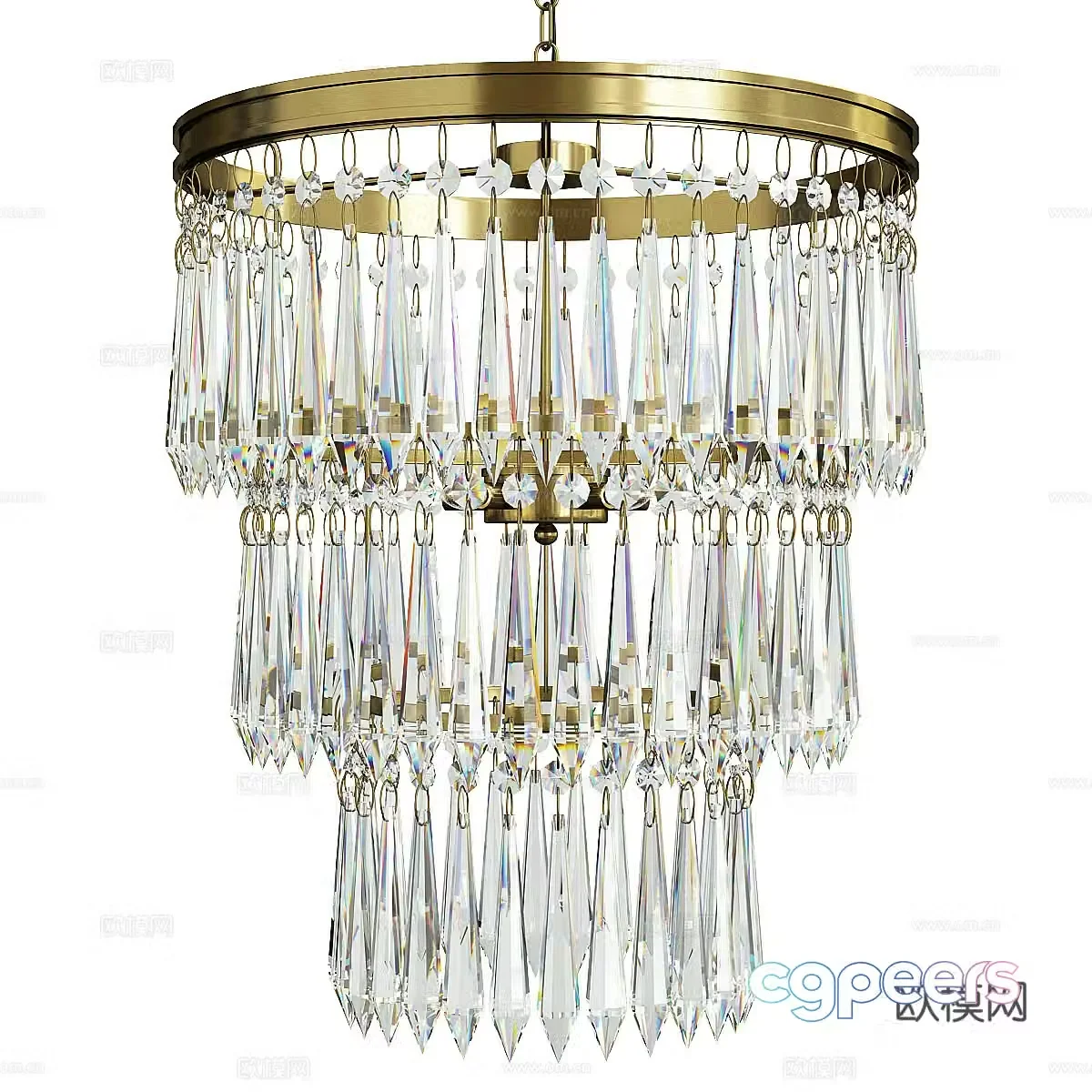 Modern light luxury metallic glass decorative chandelier 3d model