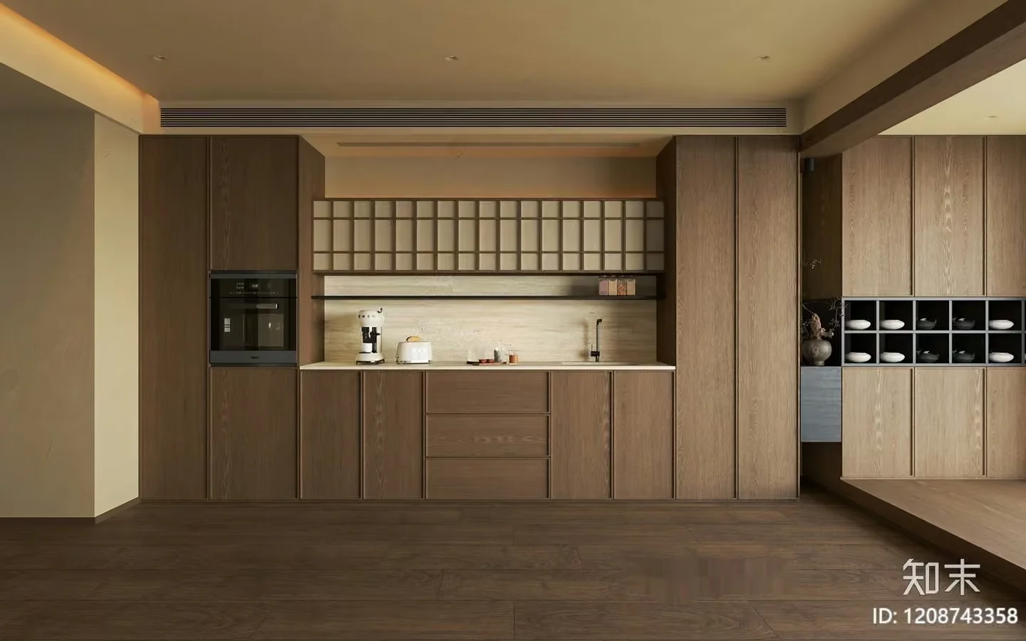 Modern Kitchen Space 3D Model – 21838 – VRAY Render