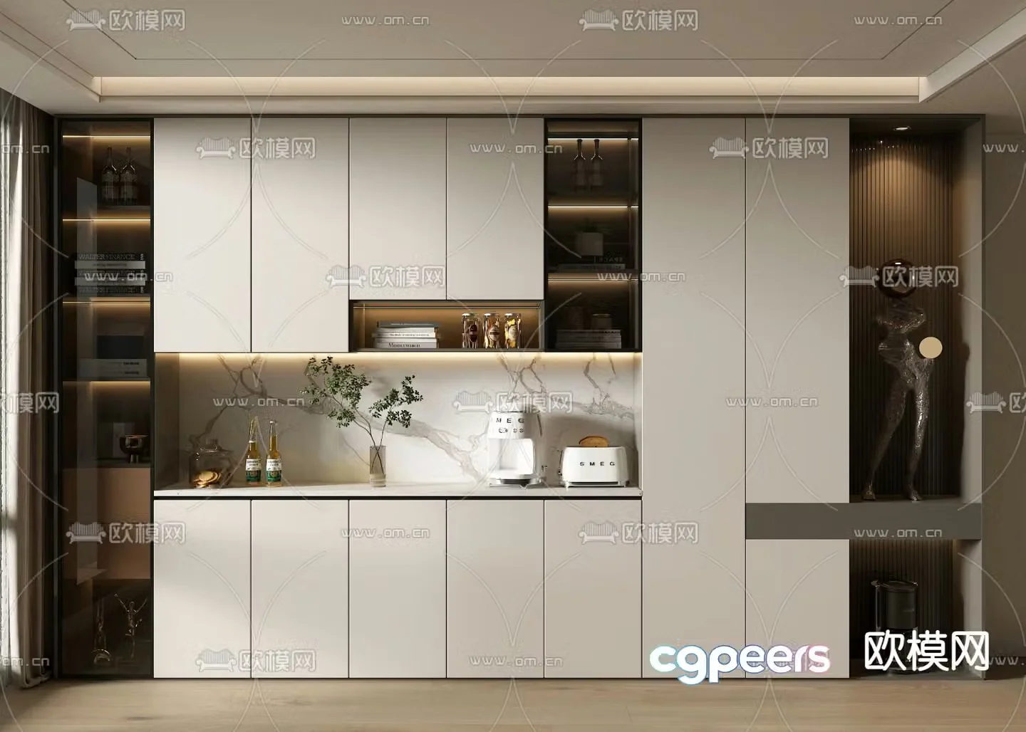 Modern wine cabinet sideboard 3d model