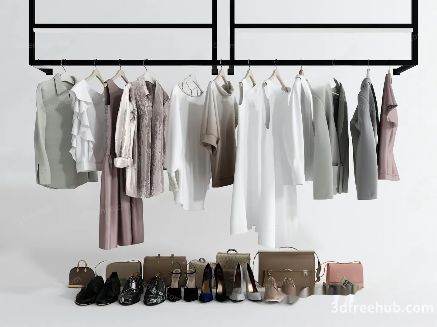 White Clothes Rack 3D Model – 22230 – VRAY Render