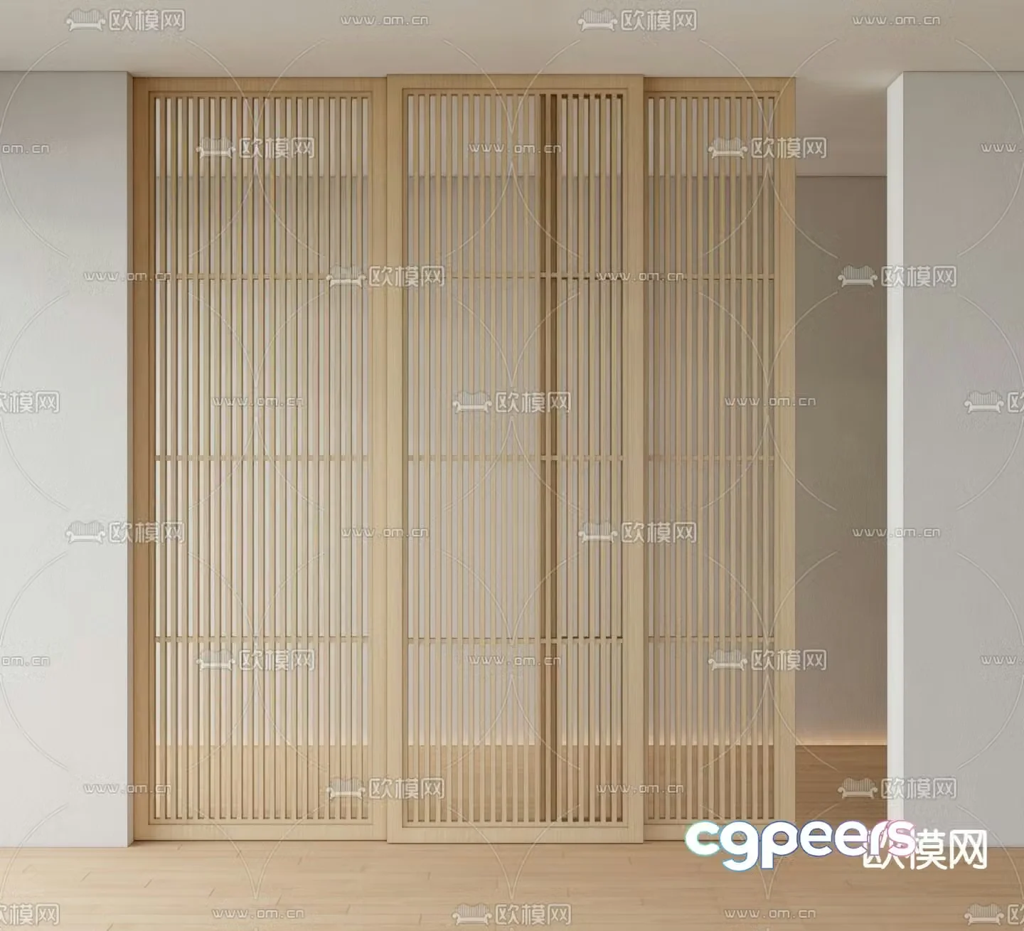 Sliding door Grating door Grating partition 3D model