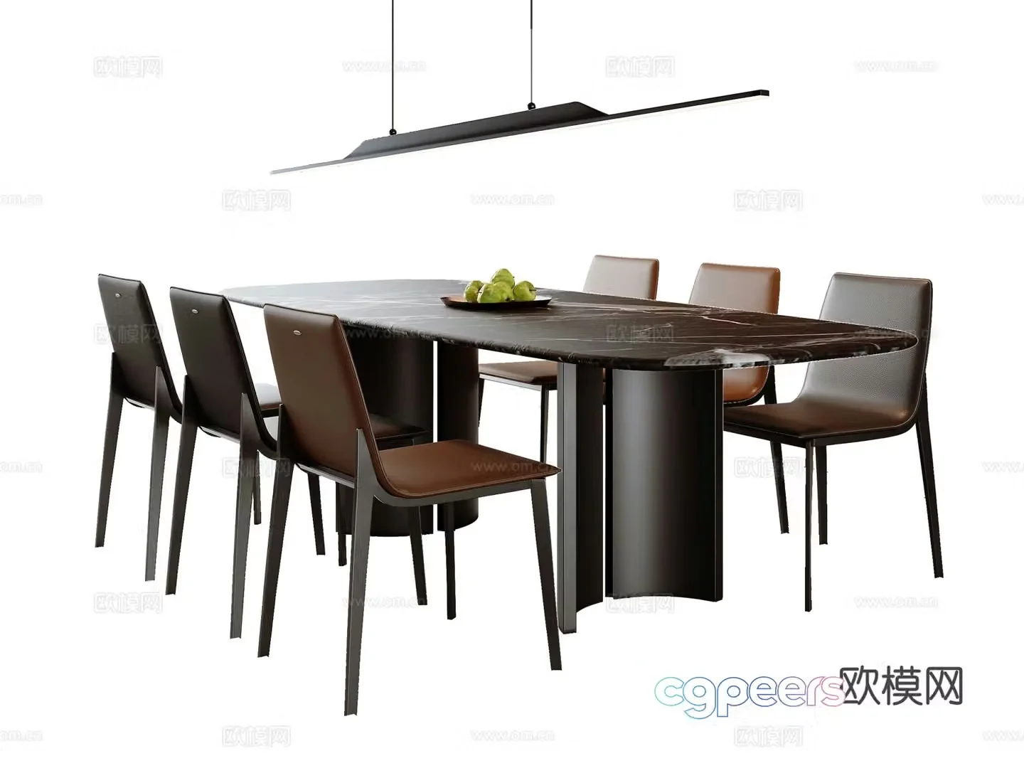 Italian dining table and chairs 3d model