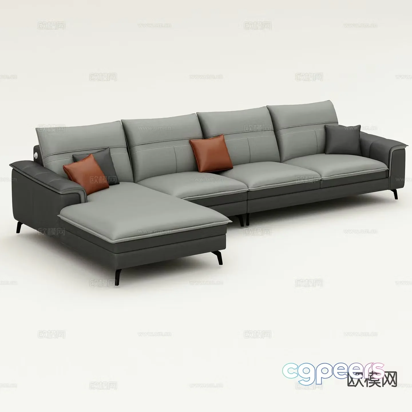Modern corner sofa multi-person sofa leisure sofa leather sofa 3d model