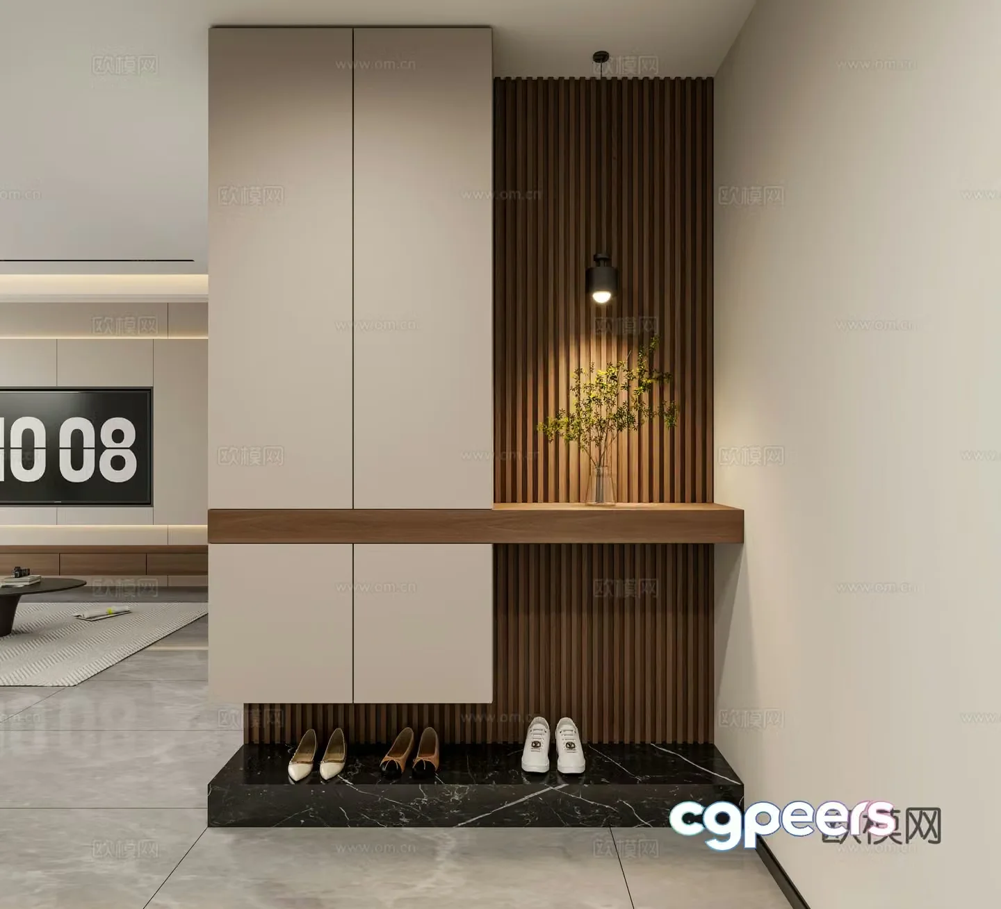 Modern Italian style entrance cabinet entrance entrance shoe cabinet entrance decoration cabinet 3D model