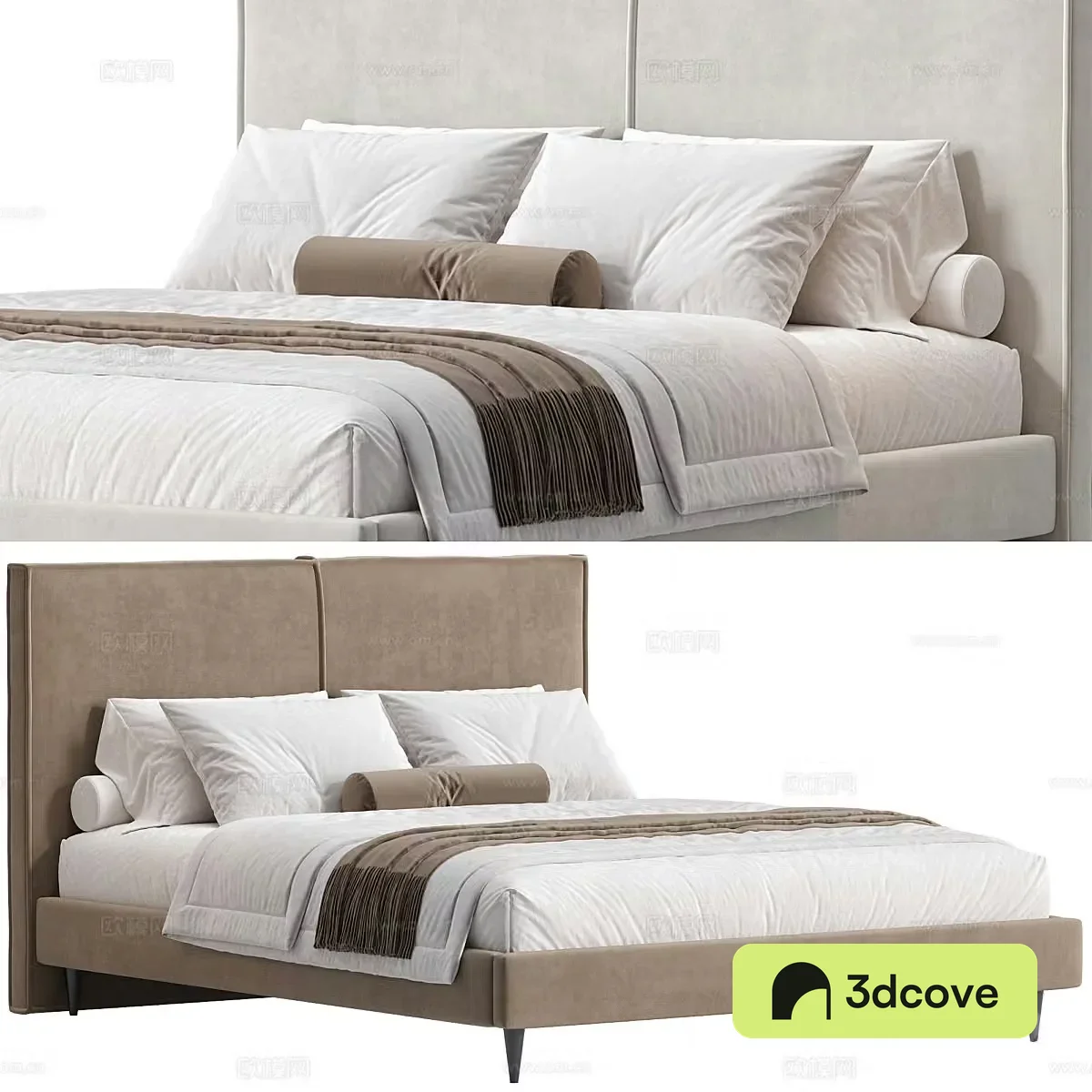 New Chinese style fabric double bed