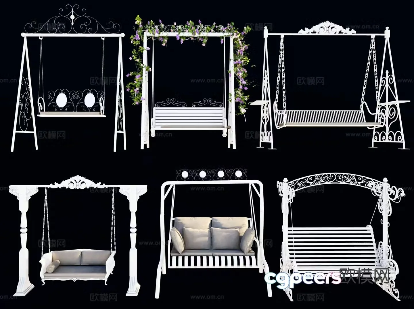 European swing chair garden swing hanging chair 3D model
