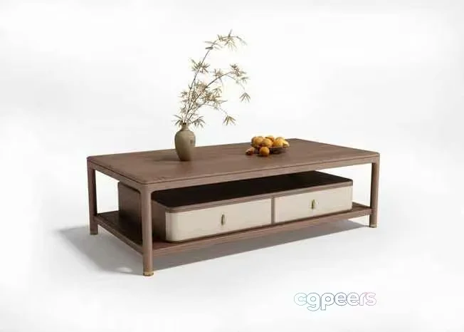 Wooden Coffee Table 3D Model – 11107 – VRAY Render
