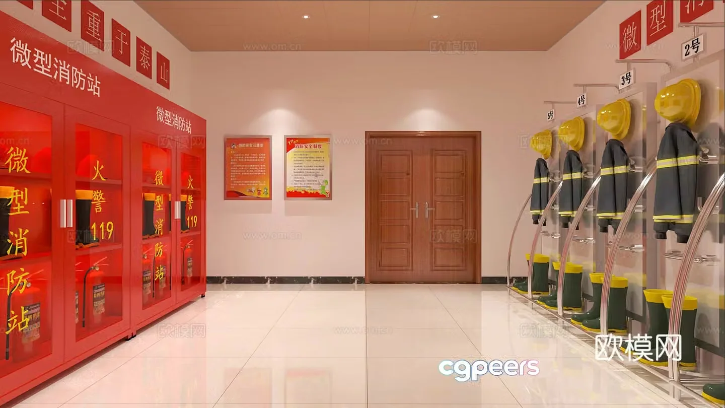 Modern fire station 3d model