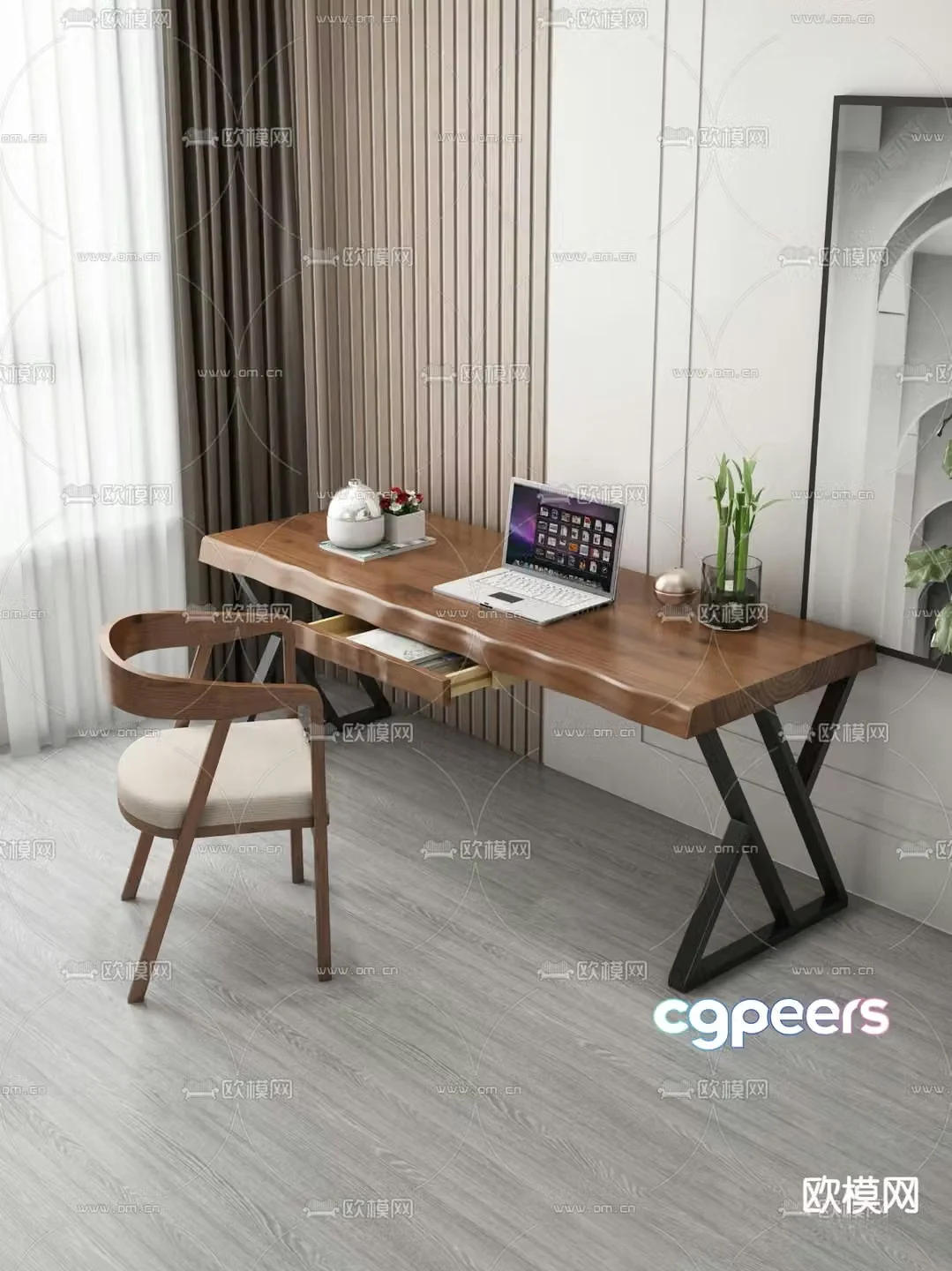 Medieval style desk writing desk 3d model