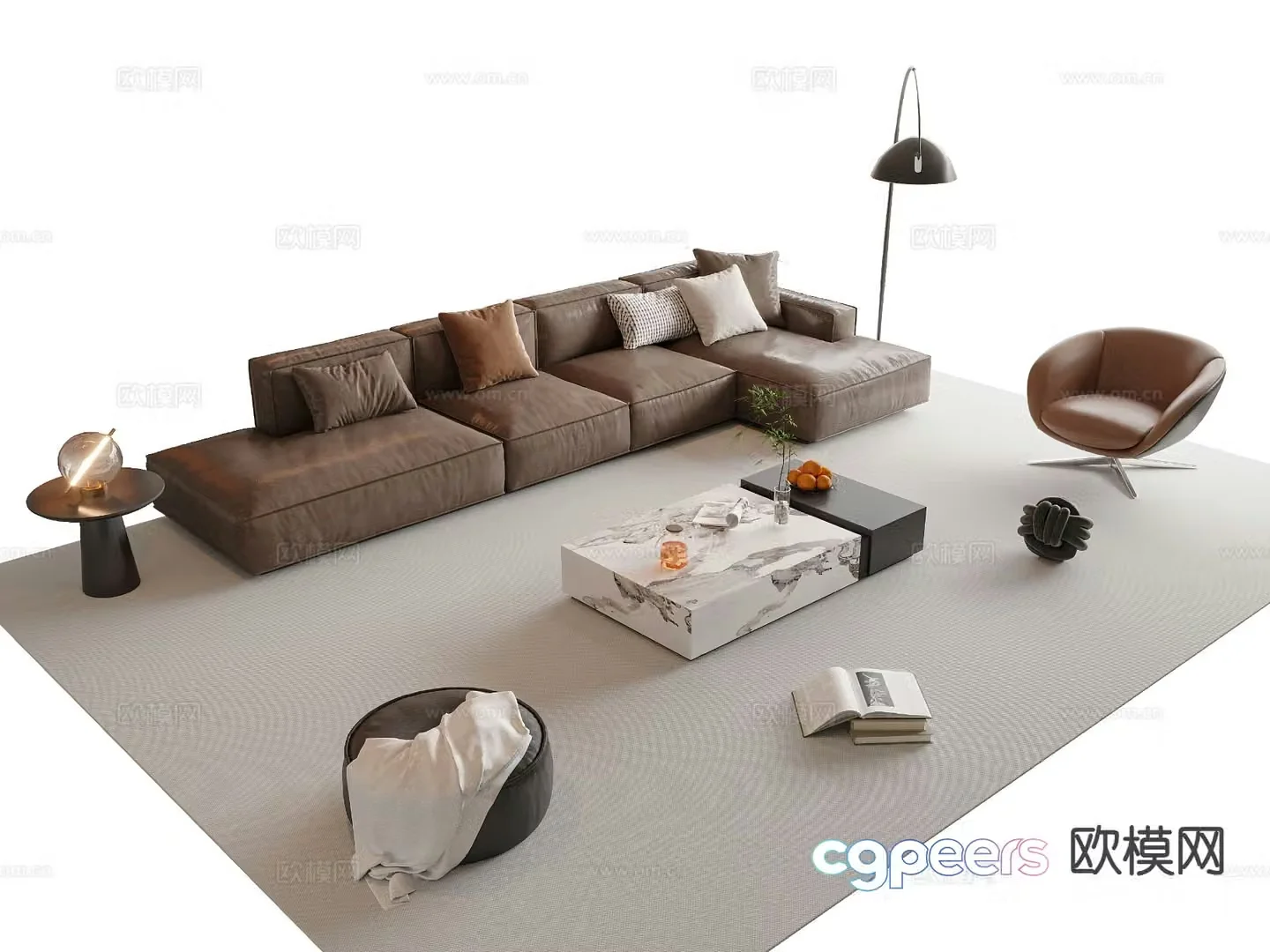 Italian sofa coffee table modular sofa 3d model
