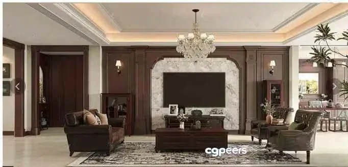 Modern Living Room 3D Model – 19444 – CORONA Render