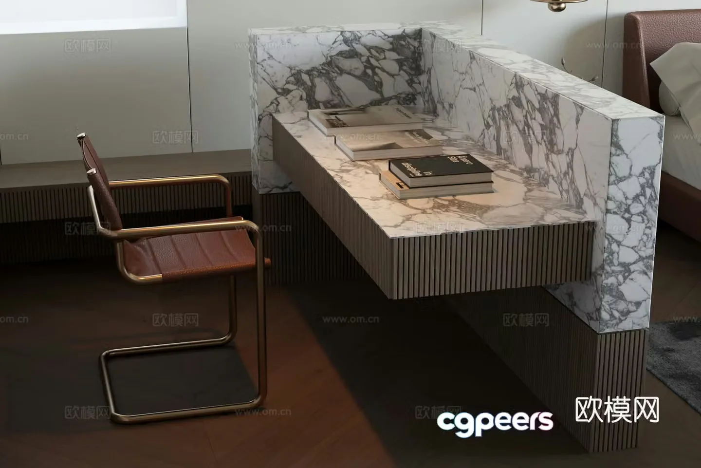 Modern desk and chair 3d model