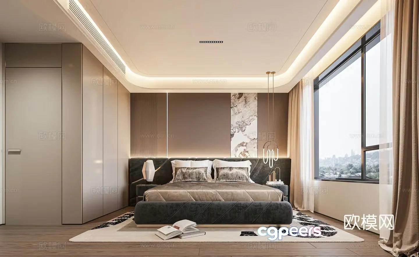 Modern light luxury bedroom 3d model
