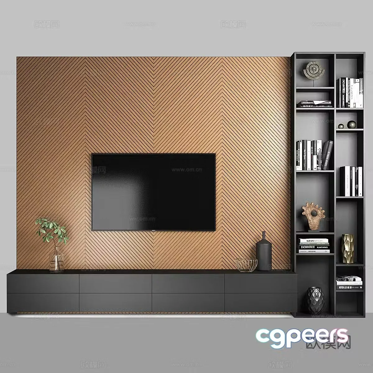 3d model of TV background wall