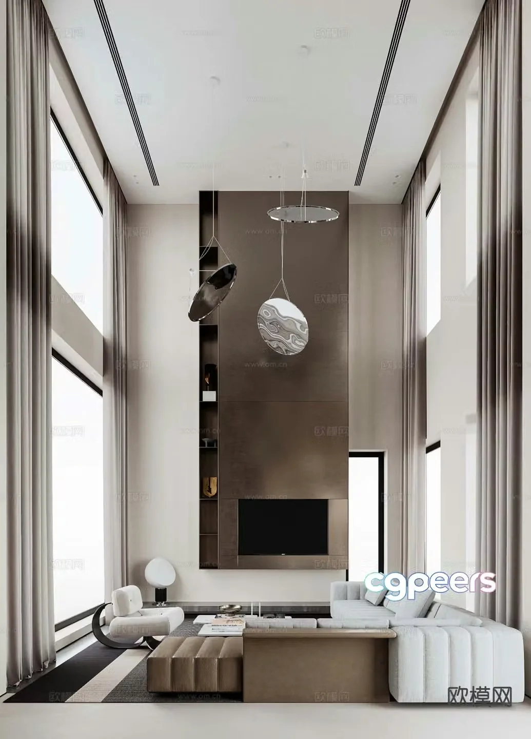 Modern villa living room 3d model