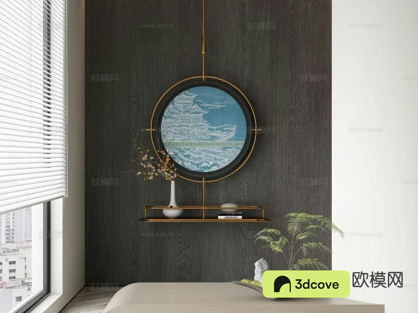 New Chinese style decorative painting round hanging ornament