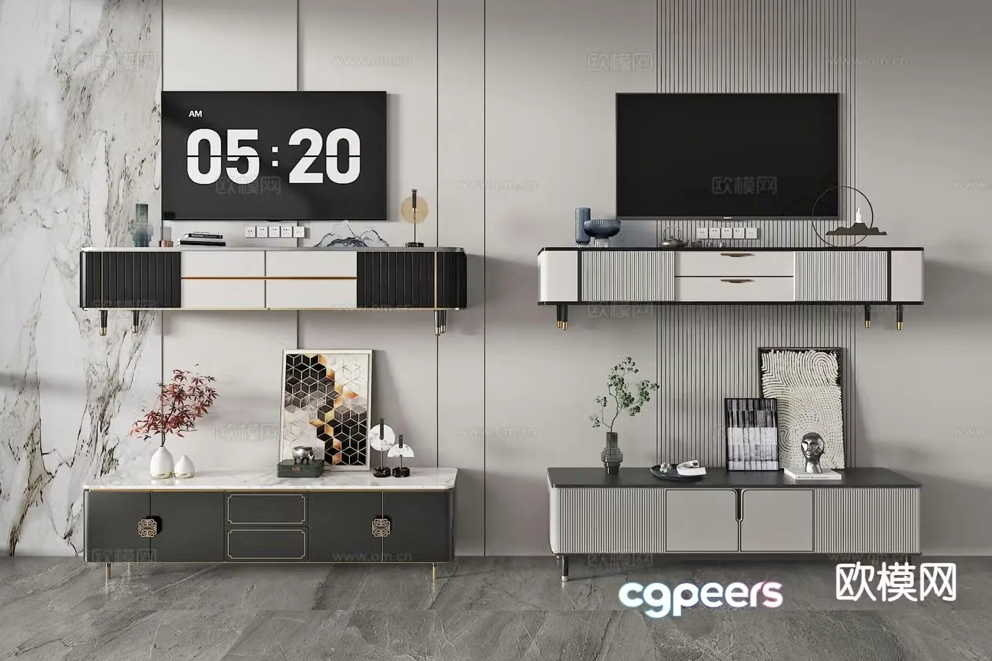 New Chinese style TV cabinet base cabinet 3D model