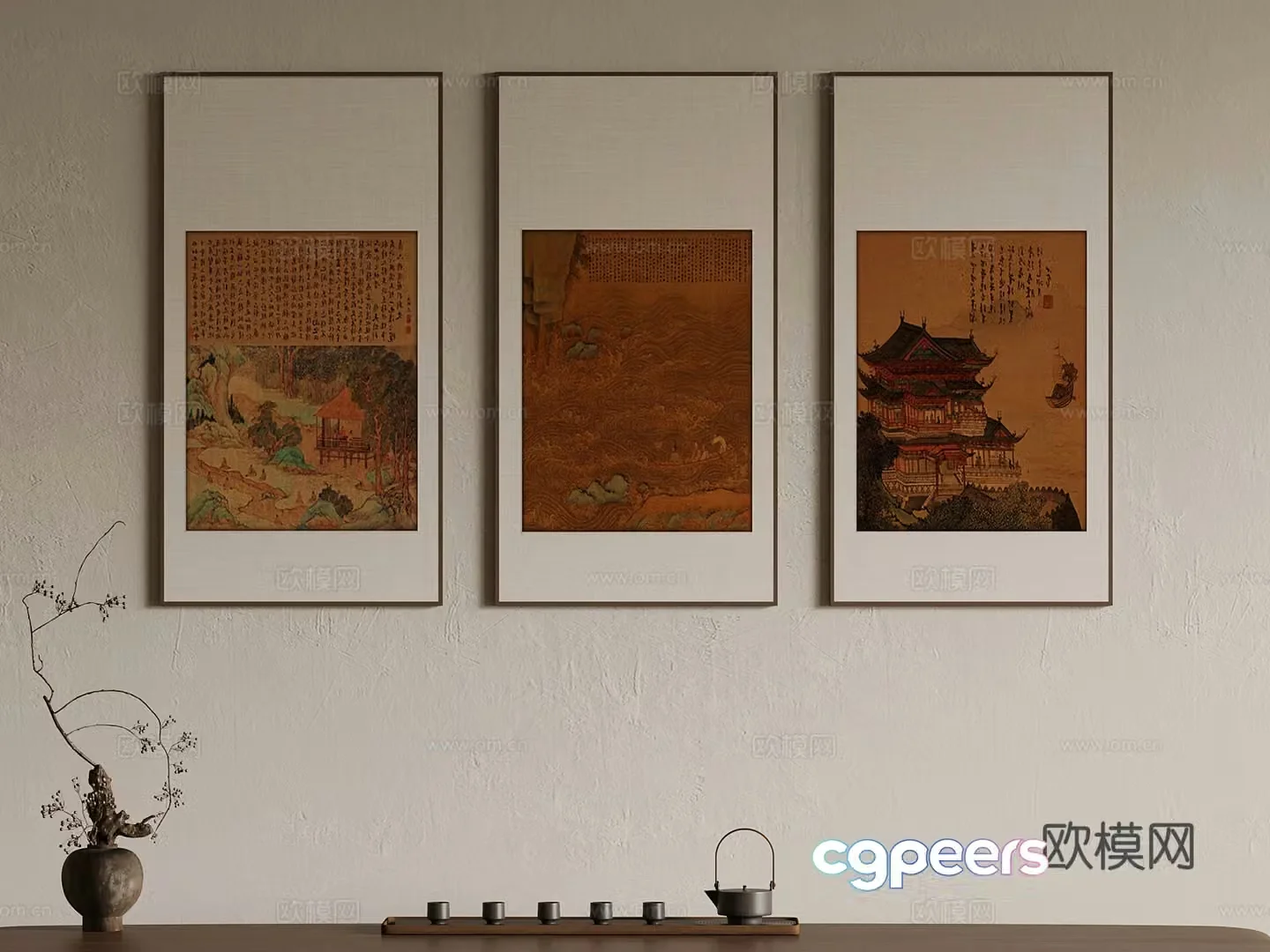 Decorative paintings 3D model of ancient decorative paintings