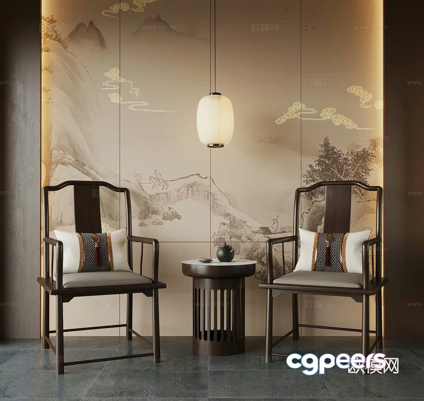New Chinese style chair leisure chair single chair dining chair 3d model